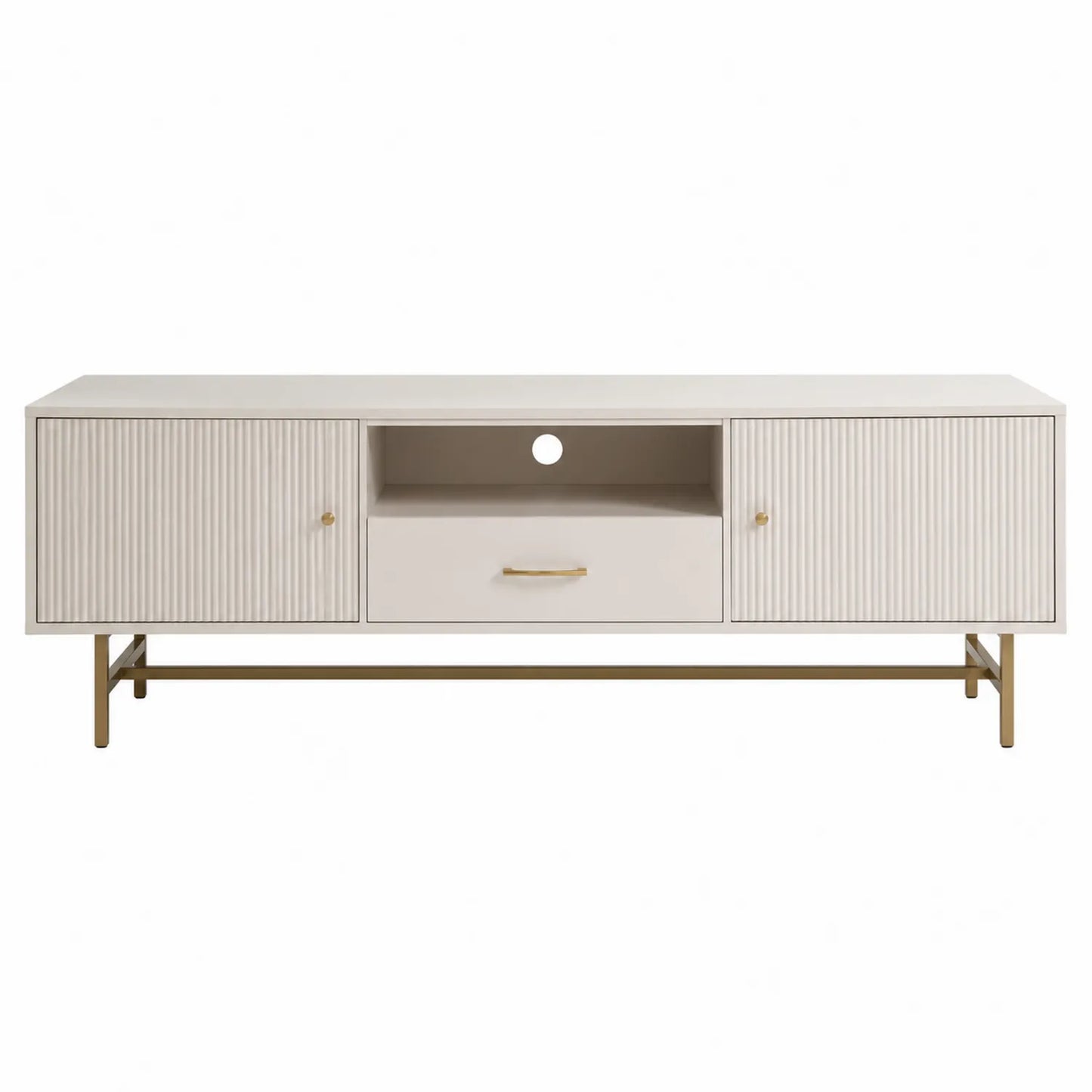 Mueble de TV de MDF Beige con Patas Met¨¢licas 120x40x45 cm