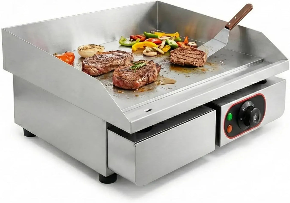 Plancha, table, 55 cm, 3 kW, thermostat, acier inoxydable