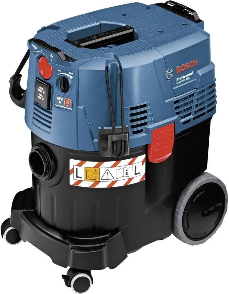 Bosch GAS 35 Aspirateur, 35 L, 1 filtre plissé plat cellulose, flexible 5 m avec manchon, 3 tubes, 0,35 m