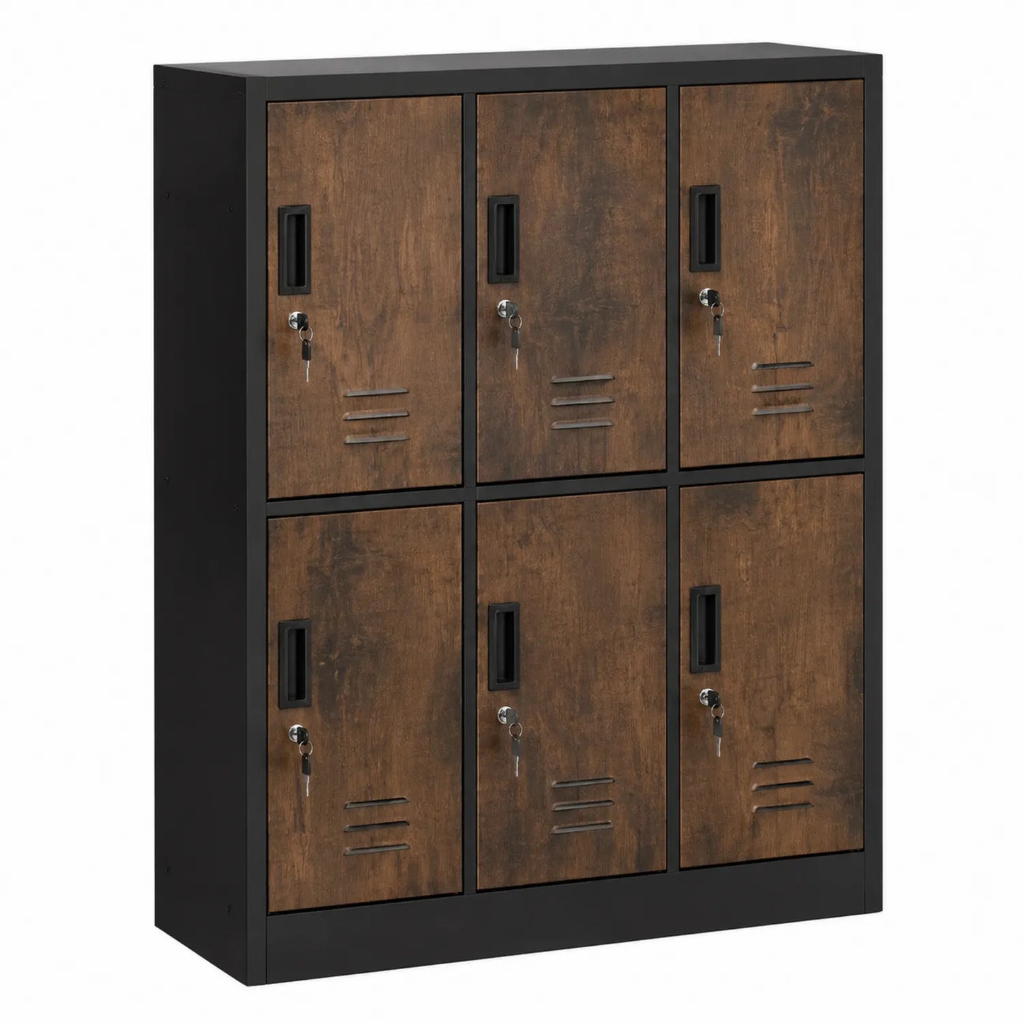 Armario de Acero y MDF con 6 Puertas Marrones