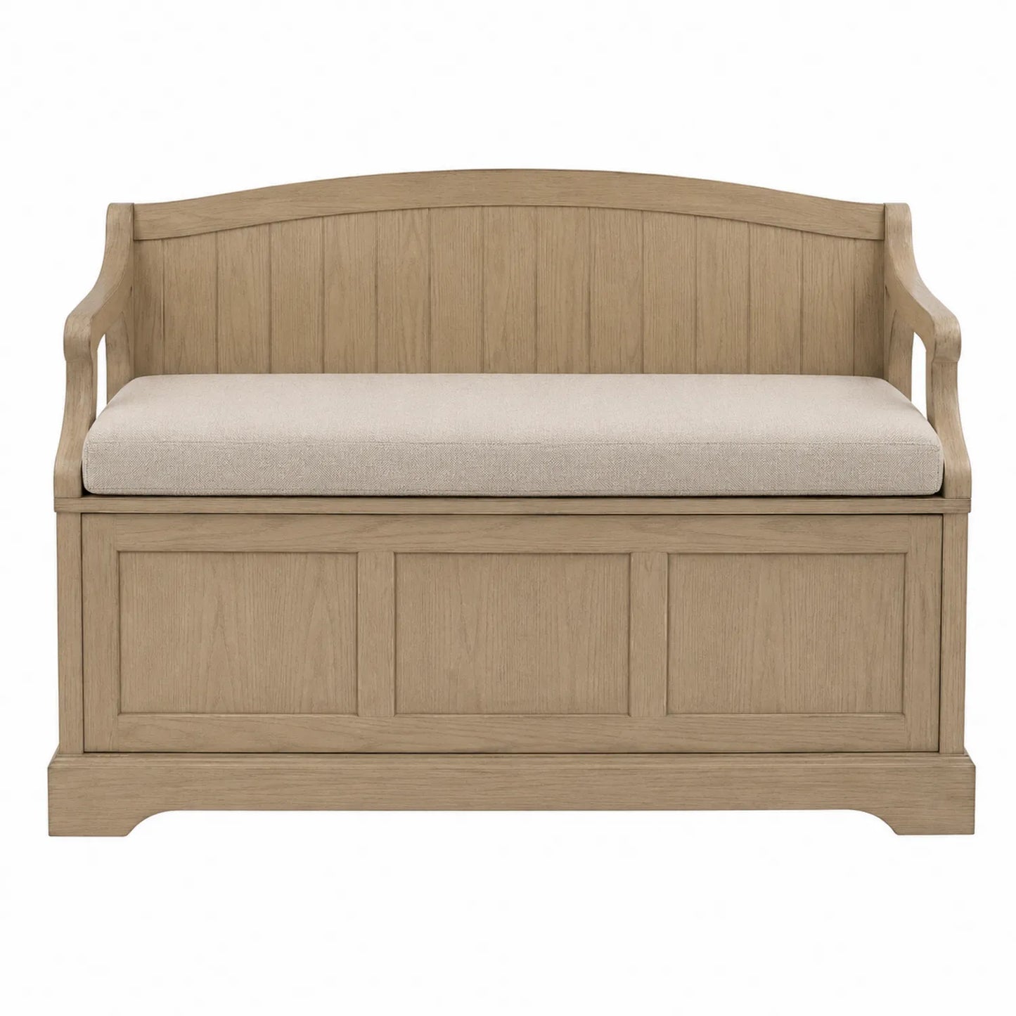 Banco de madera de roble con coj¨ªn de poli¨¦ster Beige 120x50x80 cm