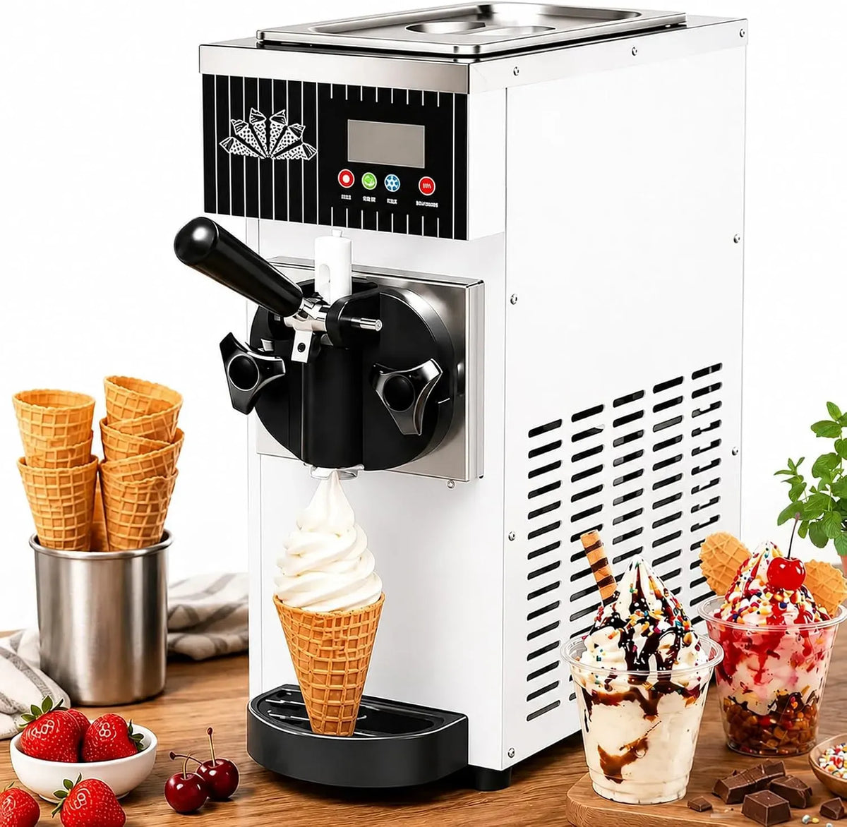 4-5L/H White-220V Machine à Glace, Machine à Crème, machine à café électrique, 450 W, 220 V, écran LCD, professionnel, restaurant, blanc