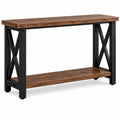 Mesa consola de madera y metal negro 120x40x80 cm