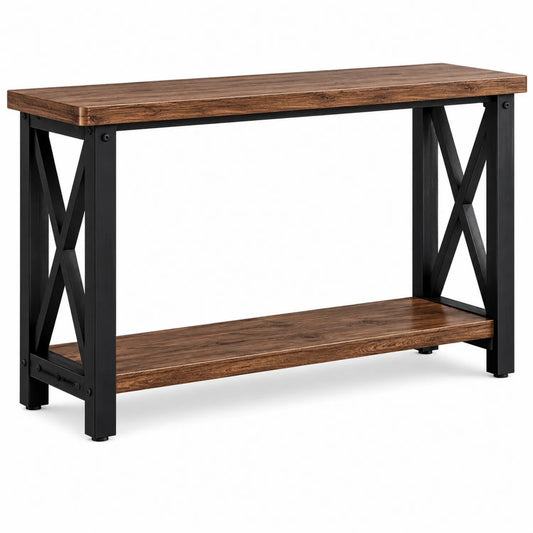 Mesa consola de madera y metal negro 120x40x80 cm