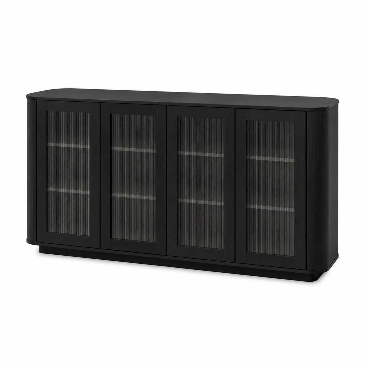 Aparador de madera con puertas de vidrio estriado 160x80x40 cm