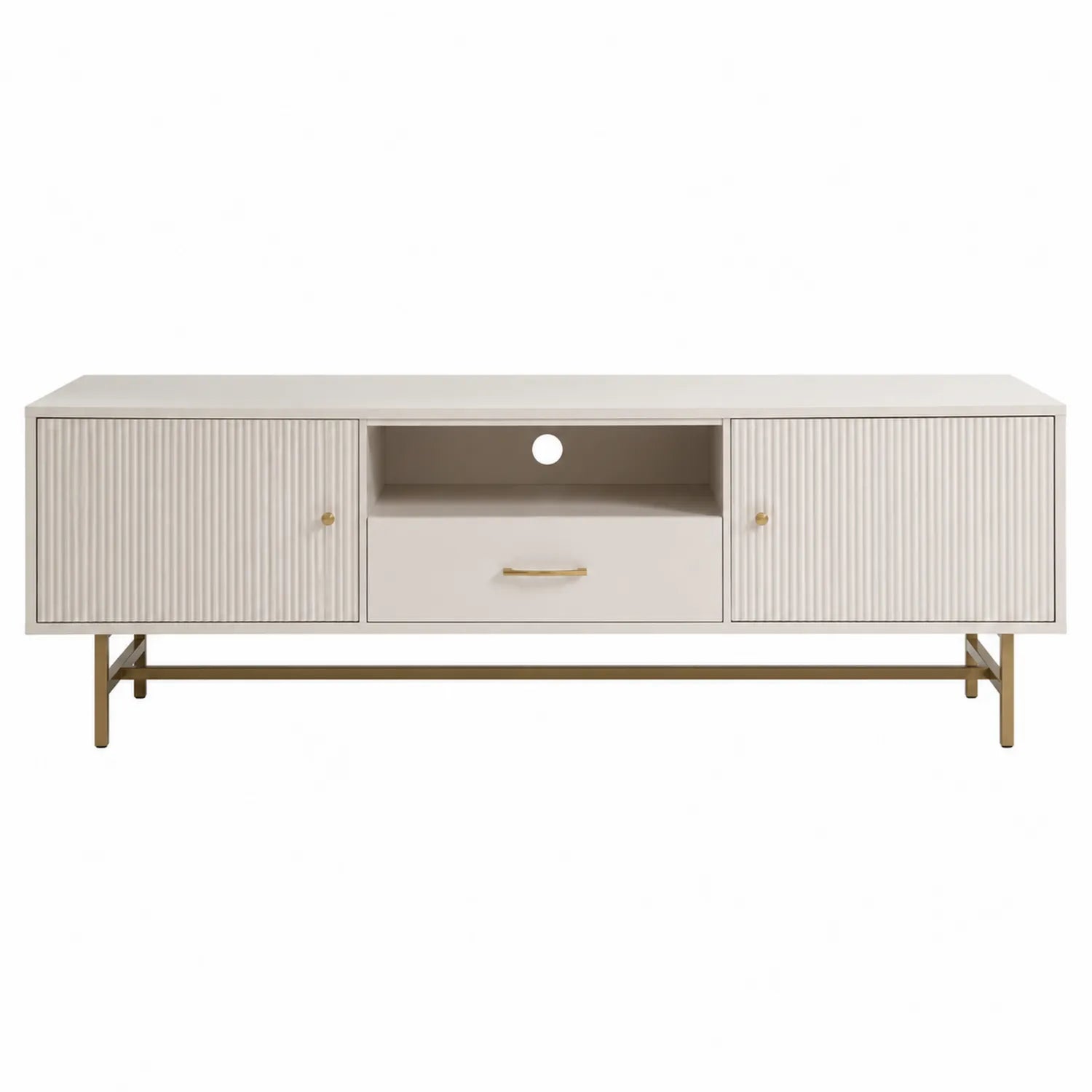 Mueble de TV de MDF Beige con Patas Metálicas 120x40x45 cm
