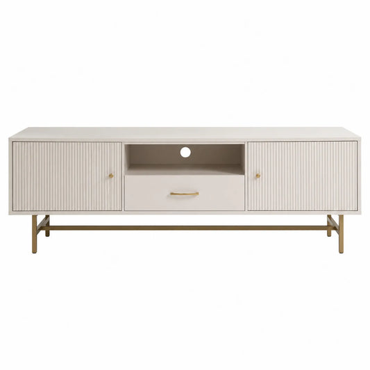Mueble de TV de MDF Beige con Patas Met¨¢licas 120x40x45 cm