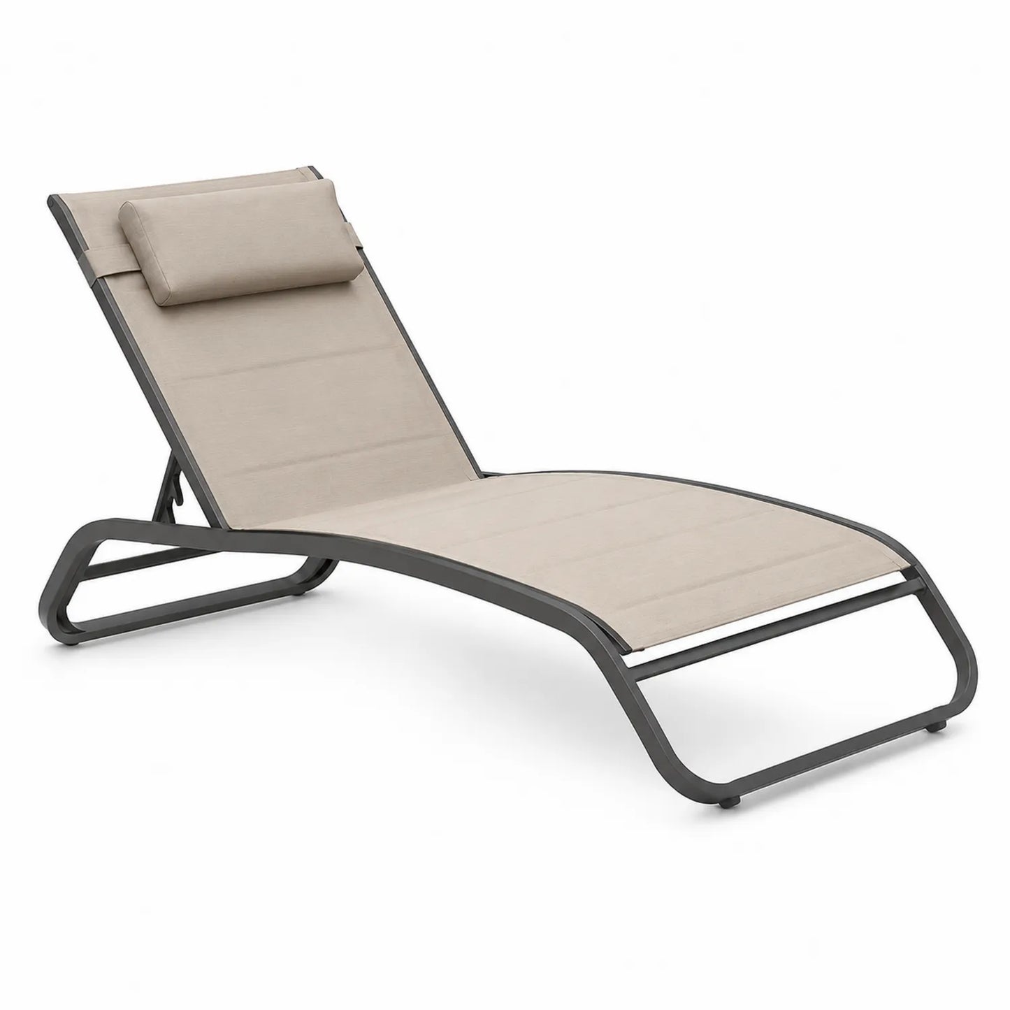 Tumbona de exterior con estructura met¨¢lica y textilene beige