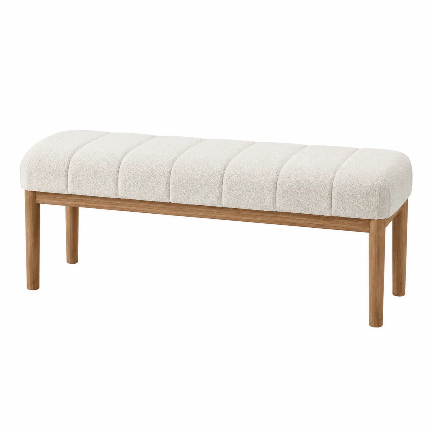 Banco de sal¨®n tapizado en tela de poli¨¦ster beige con estructura de madera 120x40x45 cm
