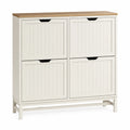 Zapatero de MDF Blanco con Tapa de Roble 4 Puertas