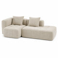Sofá modular de tela bouclé beige con cojines 210x140 cm