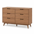 Cómoda de madera con 6 cajones marrón 120x40x75 cm