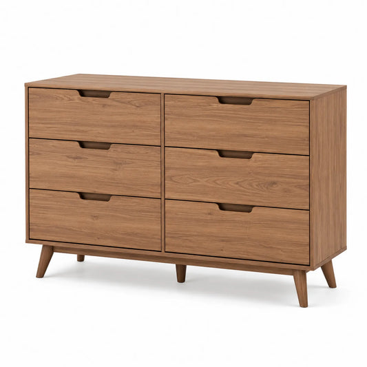 C¨®moda de madera con 6 cajones marr¨®n 120x40x75 cm