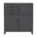 Gabinete de metal con cerradura y 3 cajones gris