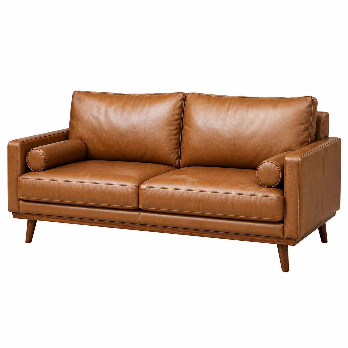 Sof¨¢ de piel sint¨¦tica marr¨®n 3 plazas 200x85x90 cm