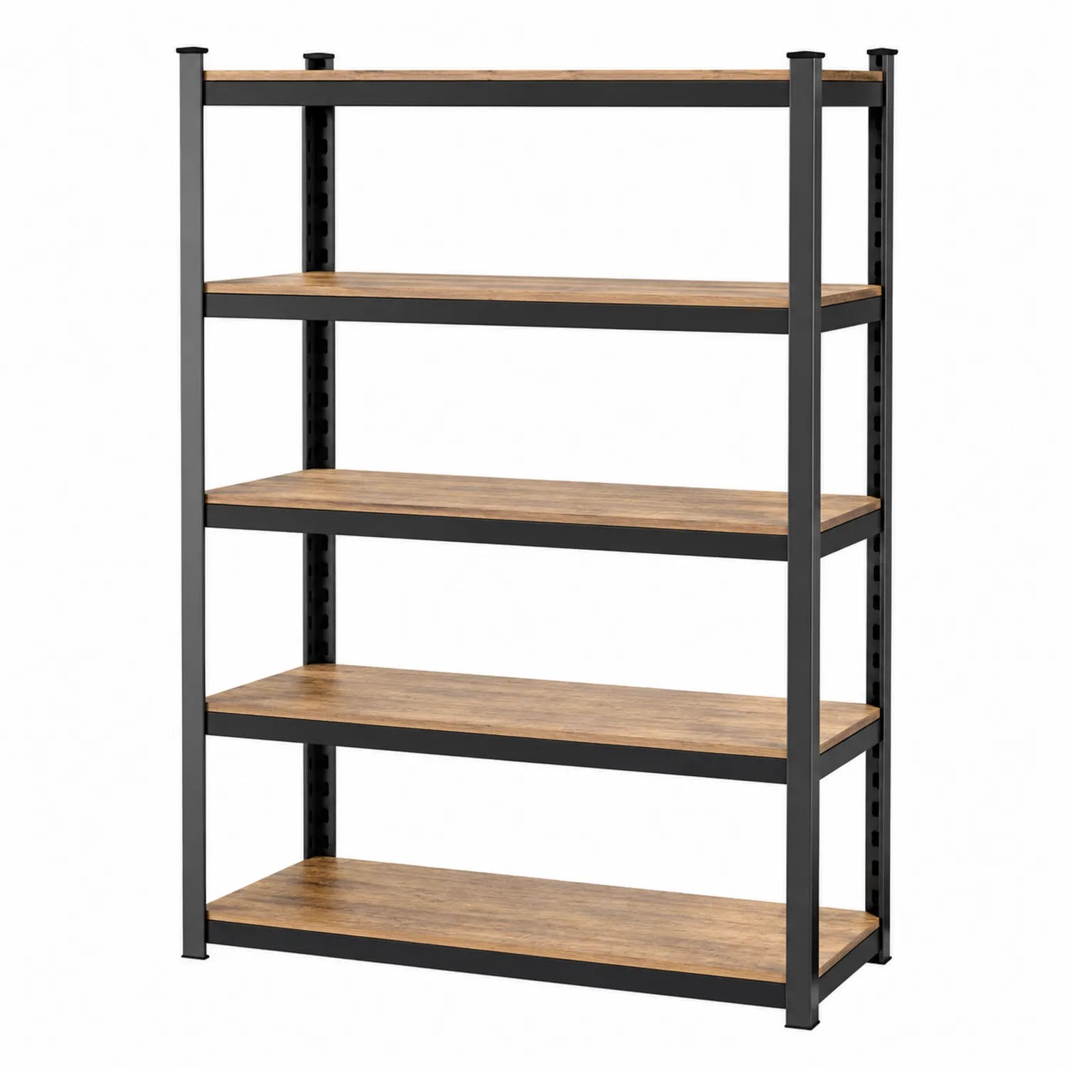 Estantería de metal y madera 5 niveles 180x90x45cm Negro/Natural