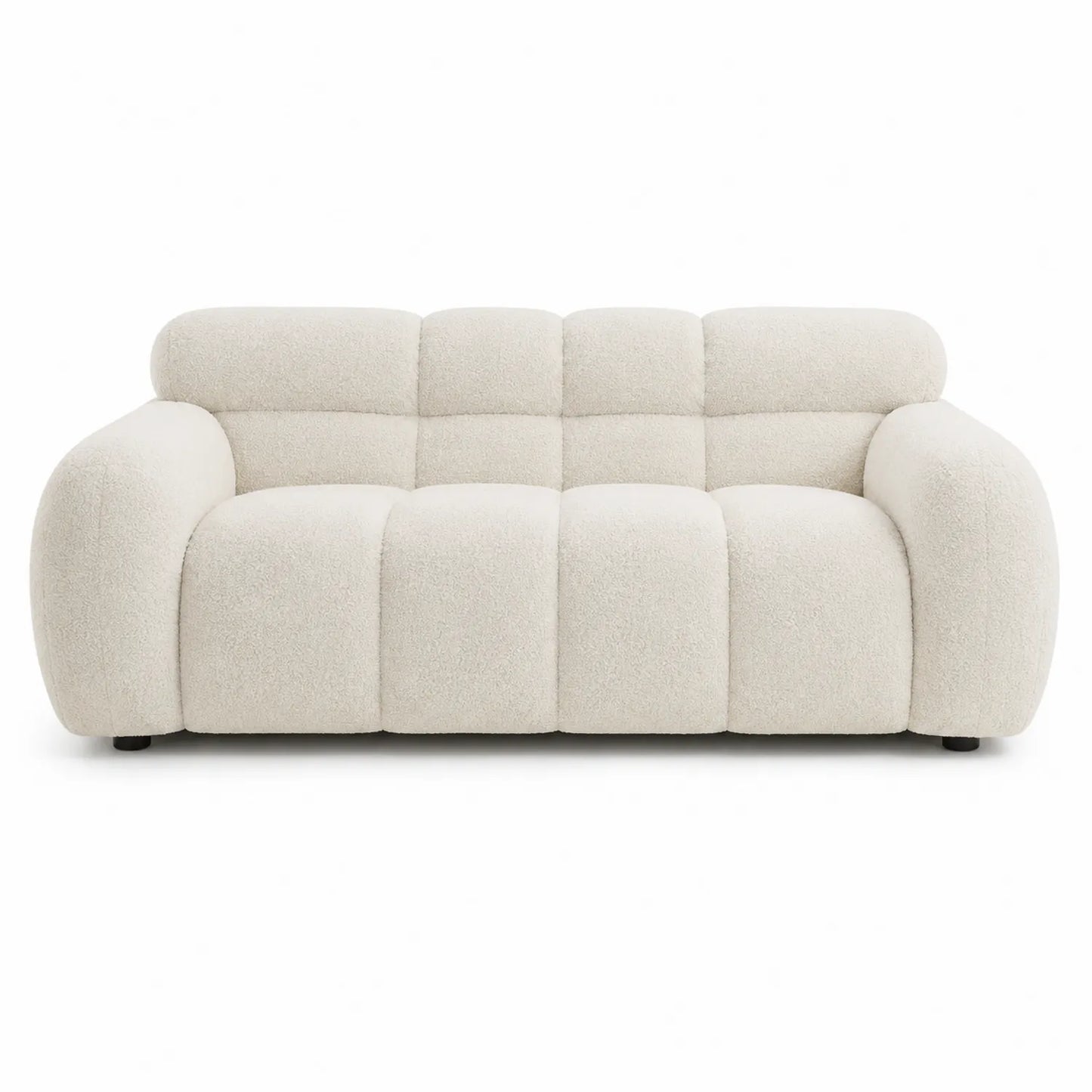 Sof¨¢ de 3 plazas de tela boucl¨¦ beige 200x90x80 cm