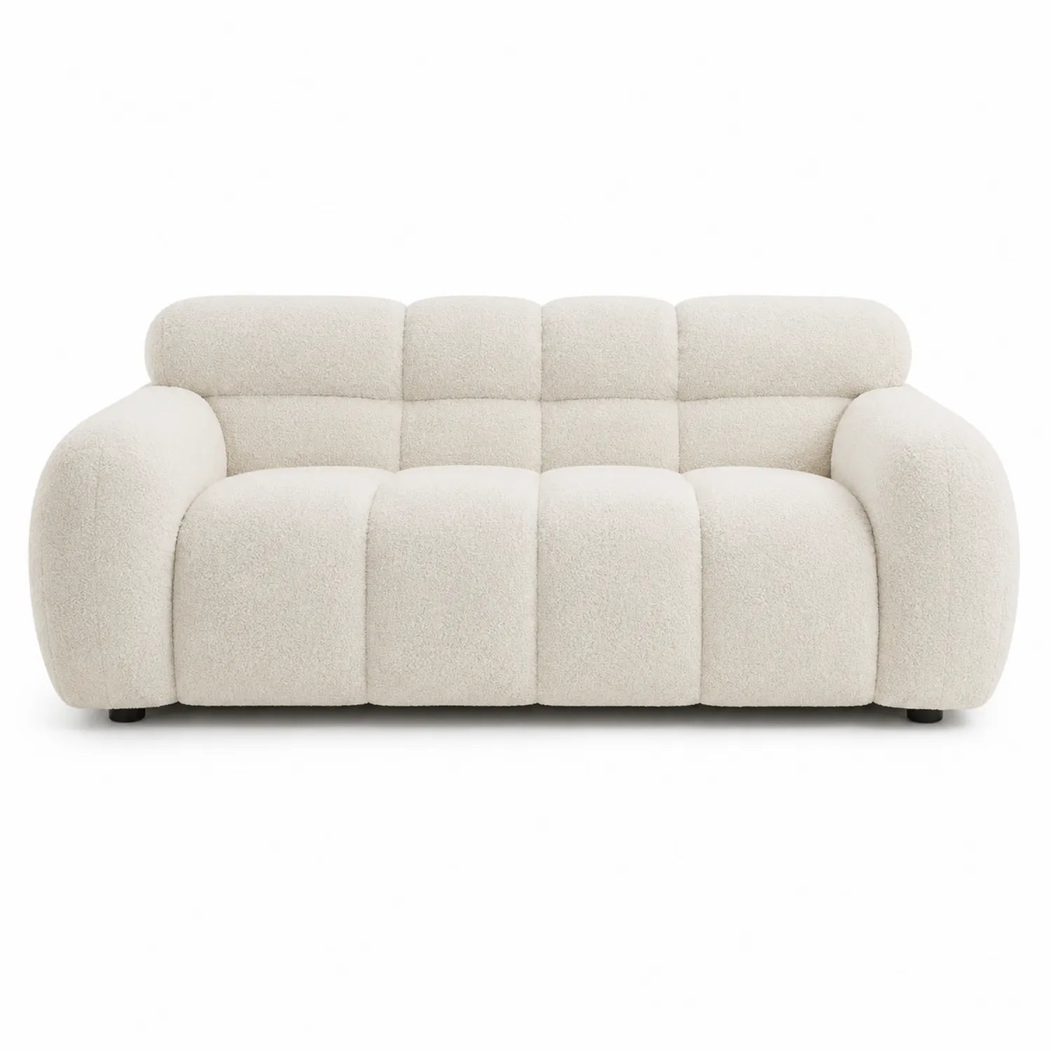Sofá de 3 plazas de tela bouclé beige 200x90x80 cm