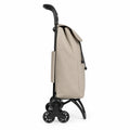 Carro de compra de acero con ruedas triples y bolsa de poliéster beige