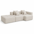 Sofá modular de 3 plazas con chaise longue en tela de bouclé crema