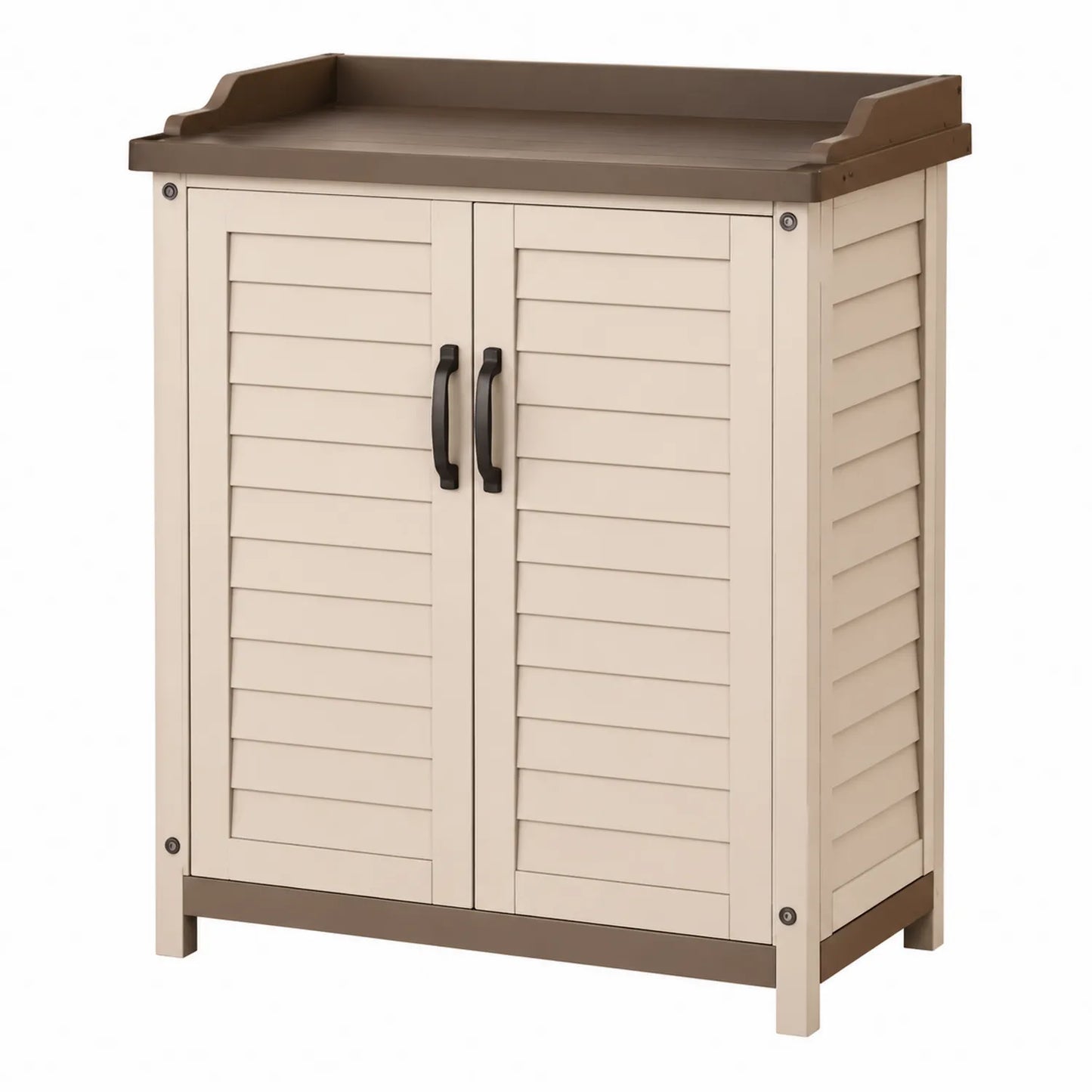Armario de Resina con Puertas Doble Beige 80x45x100 cm