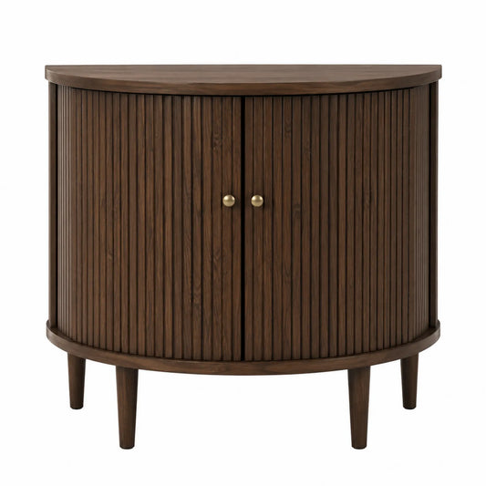 Aparador semicircular de madera maciza color Marr¨®n 80x40x75 cm