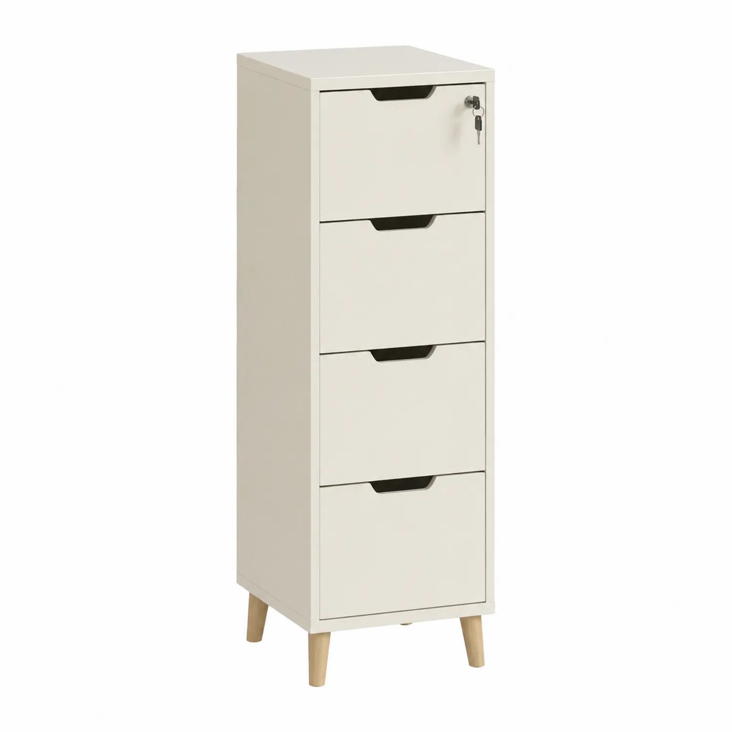 Armario de MDF con Cerradura y 4 Cajones 132x40x30 cm Blanco
