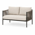 Sofá de exterior de acero y cuerda de poliéster beige 120x70x75 cm