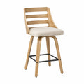 Taburete de bar de madera con asiento de poliéster beige