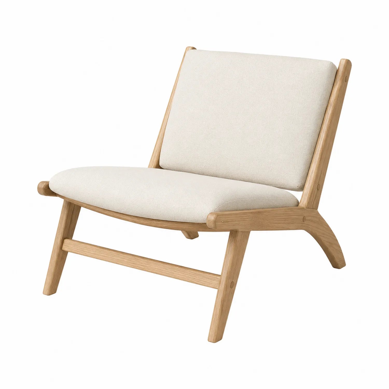 Silla de salón de madera con asiento de algodón beige