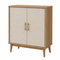 Aparador de Madera con Puertas de Tela de Poliéster Beige