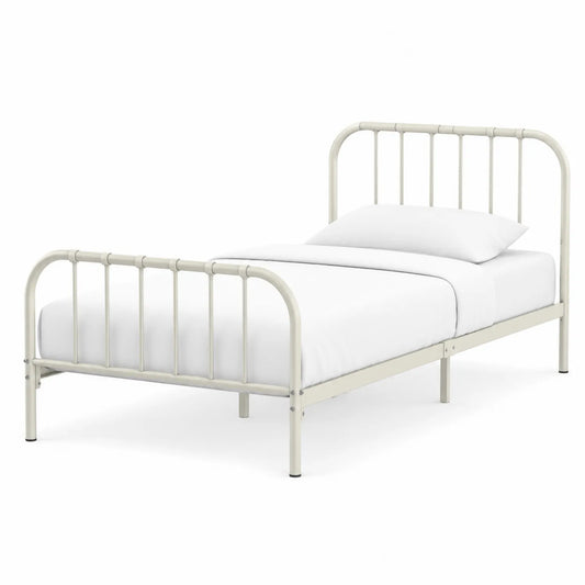 Cama individual de metal blanco 200x90 cm