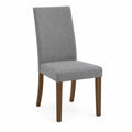Silla de comedor de madera con tapizado de poliéster gris
