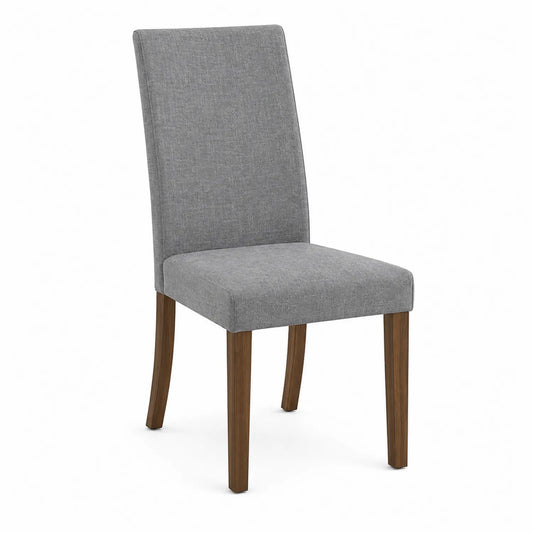 Silla de comedor de madera con tapizado de poli¨¦ster gris