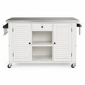 Carrito de cocina con encimera de acero inoxidable y estantes blanco