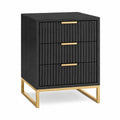 Mesita de noche de madera y metal con 3 cajones, 60x40x70 cm