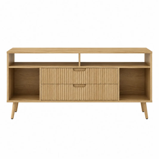 Mueble para TV de madera con cajones y estantes 120x40x55 cm