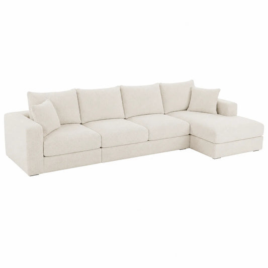 Sof¨¢ seccional en forma de L con tapizado de poli¨¦ster Beige