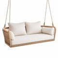 Columpio Colgante Exterior de Ratán con Cojines Beige
