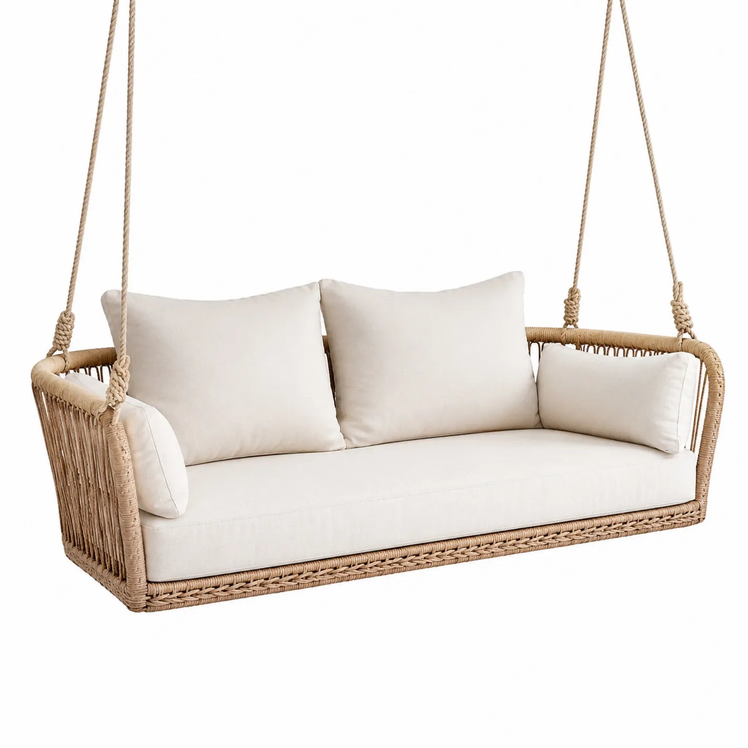 Columpio Colgante Exterior de Ratán con Cojines Beige
