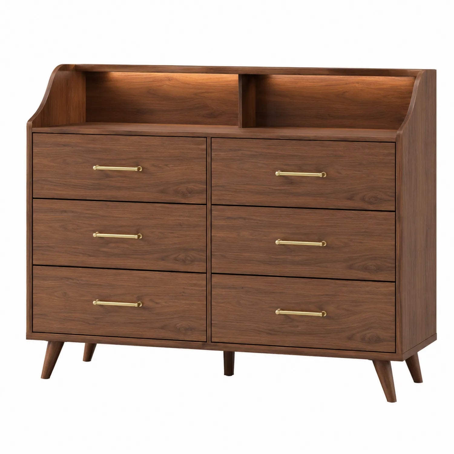 Cómoda de Madera Marrón con 6 Cajones