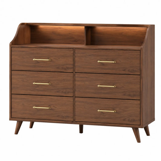 C¨®moda de Madera Marr¨®n con 6 Cajones