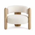 Silla de Tela Bouclé y Madera de Roble Blanco