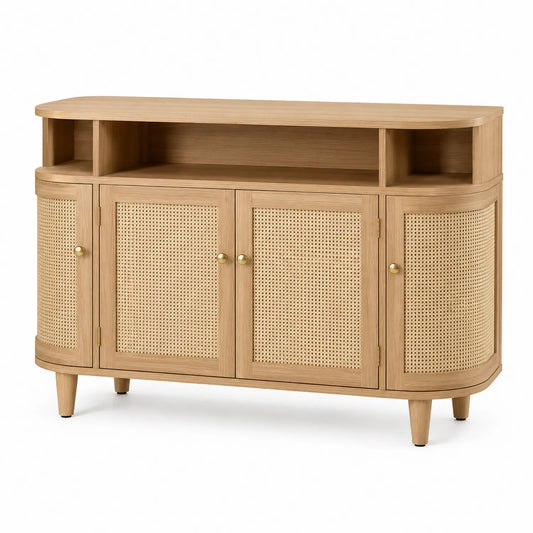 Aparador de Madera de Roble y Rat¨¢n Natural 120x40x80cm