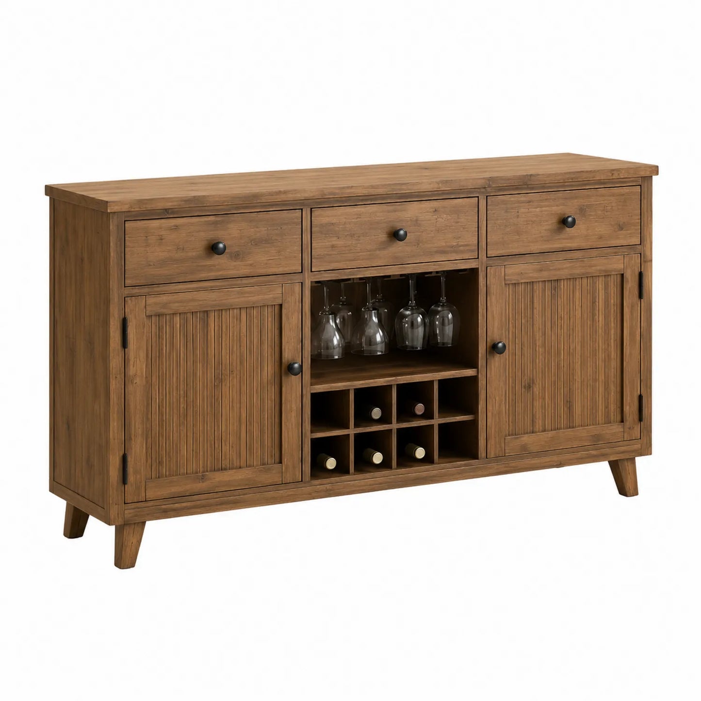 Aparador de Madera de Roble con Compartimento para Vinos