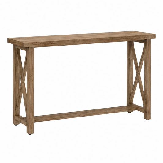 Mesa consola de madera de roble rectangular 120x35x78 cm