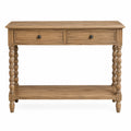 Mesa consola de madera de roble con cajones, color Marrón, 120x40x80 cm