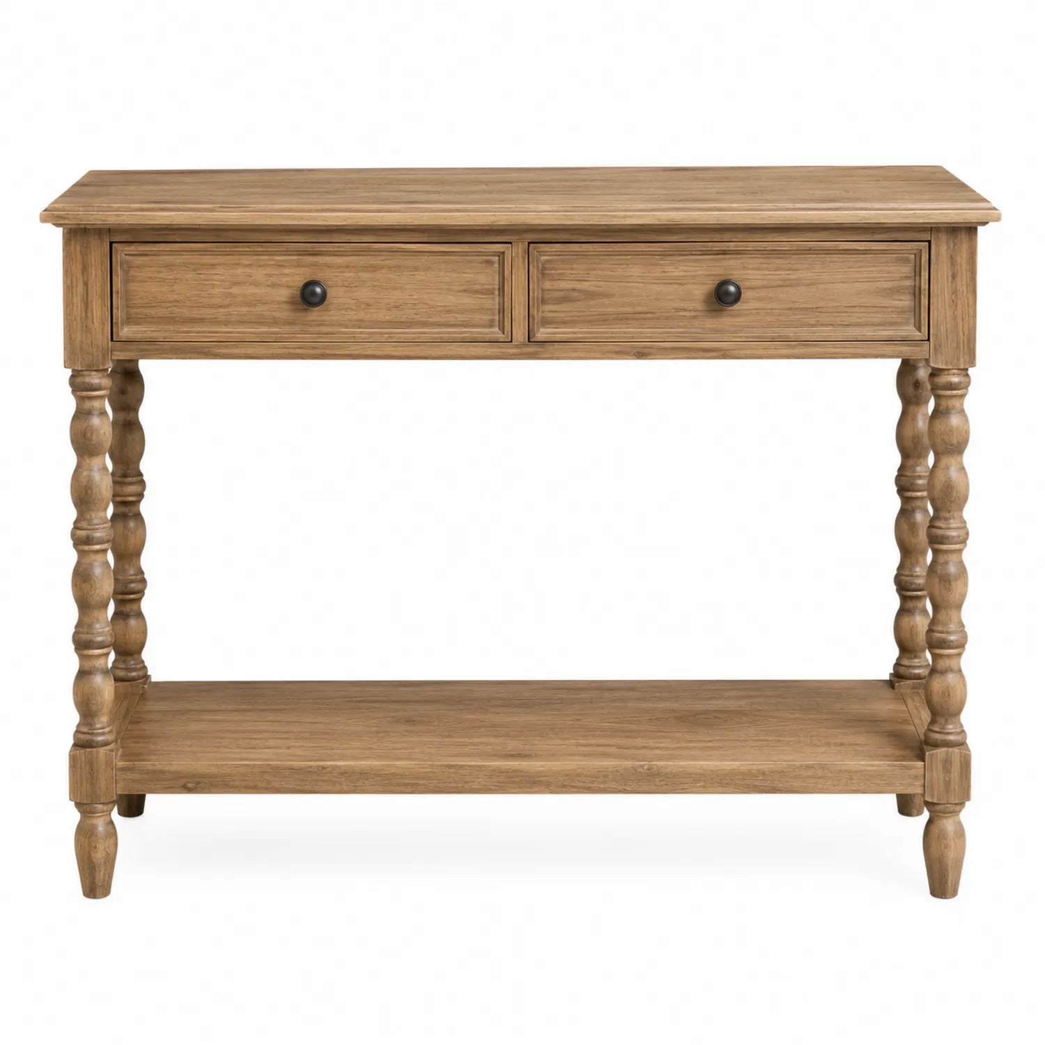 Mesa consola de madera de roble con cajones, color Marrón, 120x40x80 cm