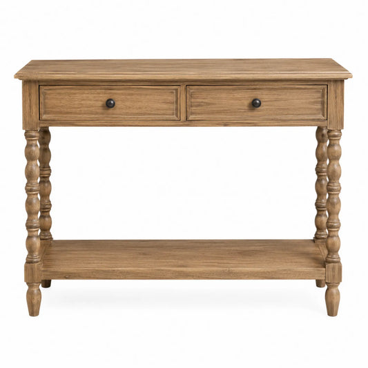 Mesa consola de madera de roble con cajones, color Marr¨®n, 120x40x80 cm