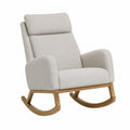 Silla mecedora de madera y tela beige